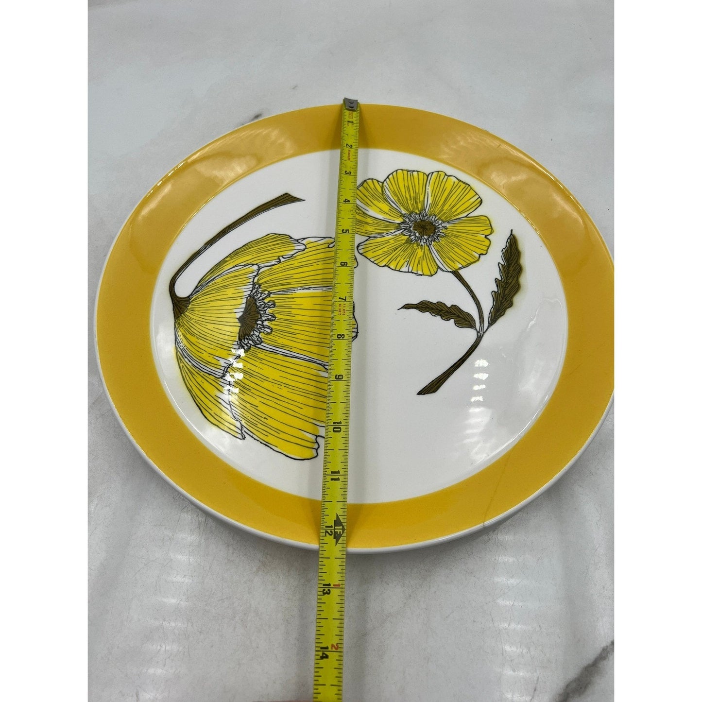 Vintage Mikasa Duplex Duet Yellow Poppy DINNER PLATE Ben Seibel 12.5" JAPAN