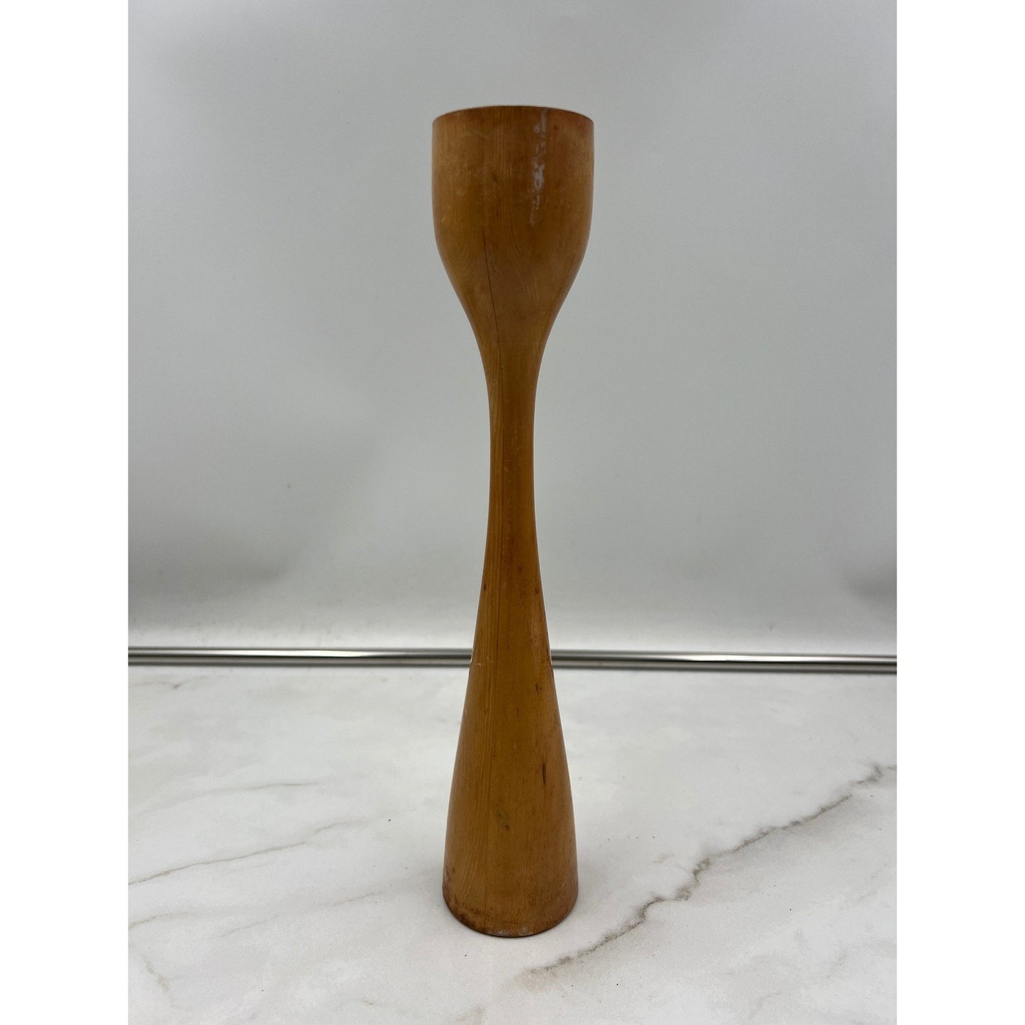 Vintage Mid Century Modern Wood Candlestick Holder Danish Style Tapered 12 Inch