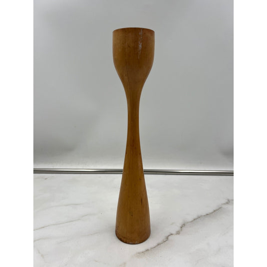 Vintage Mid Century Modern Wood Candlestick Holder Danish Style Tapered 12 Inch