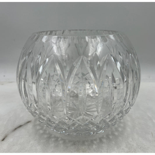 VTG Crystal Cut Round Flower Vase Bowl Clear Glass