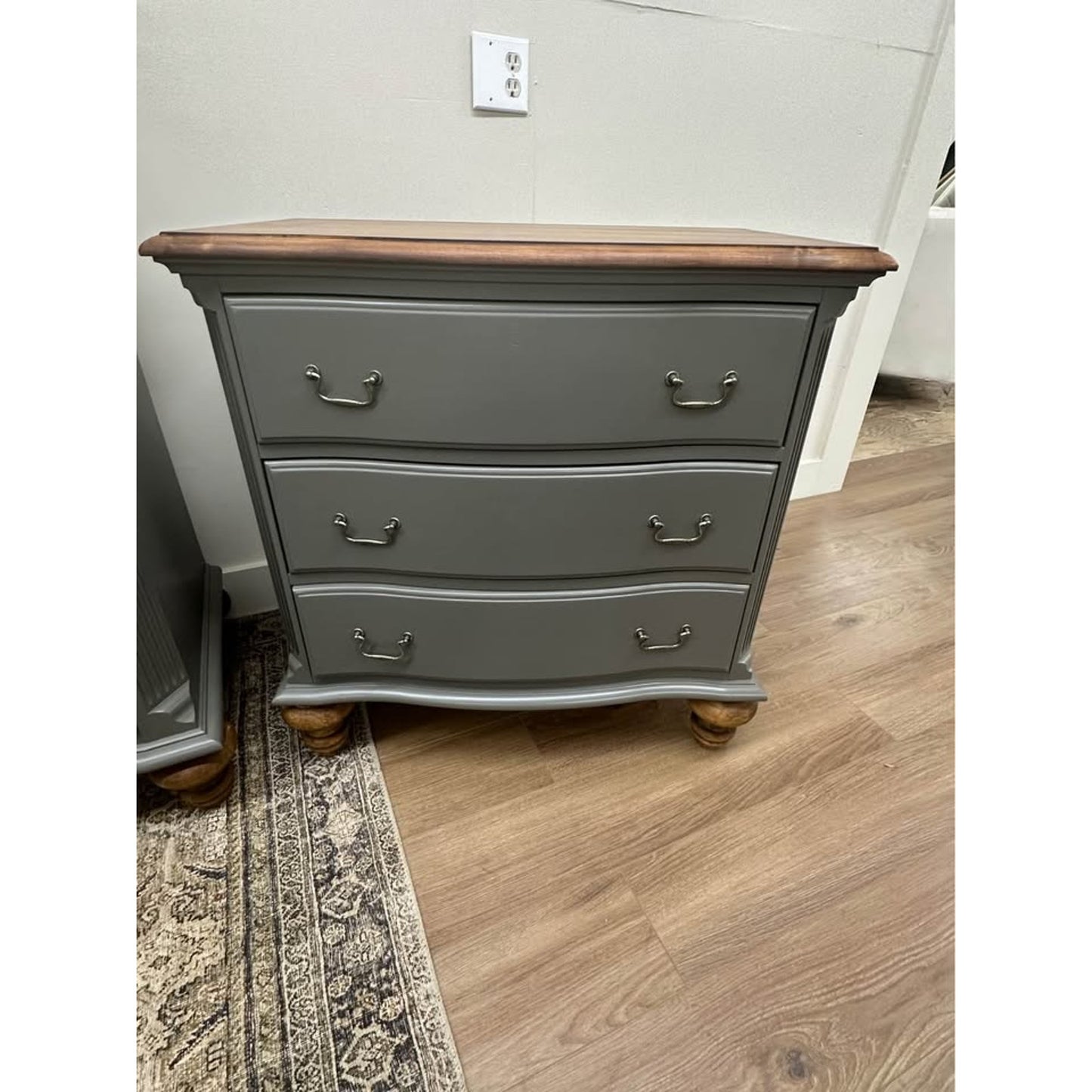 VTG Solid Wood Refinished Green Bedroom Set Dresser Nightstands Extra Large