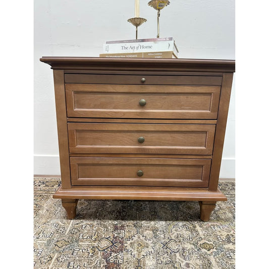Dominic 3 Drawer Nightstand Seadrift Stain Built-In Outlets Wood