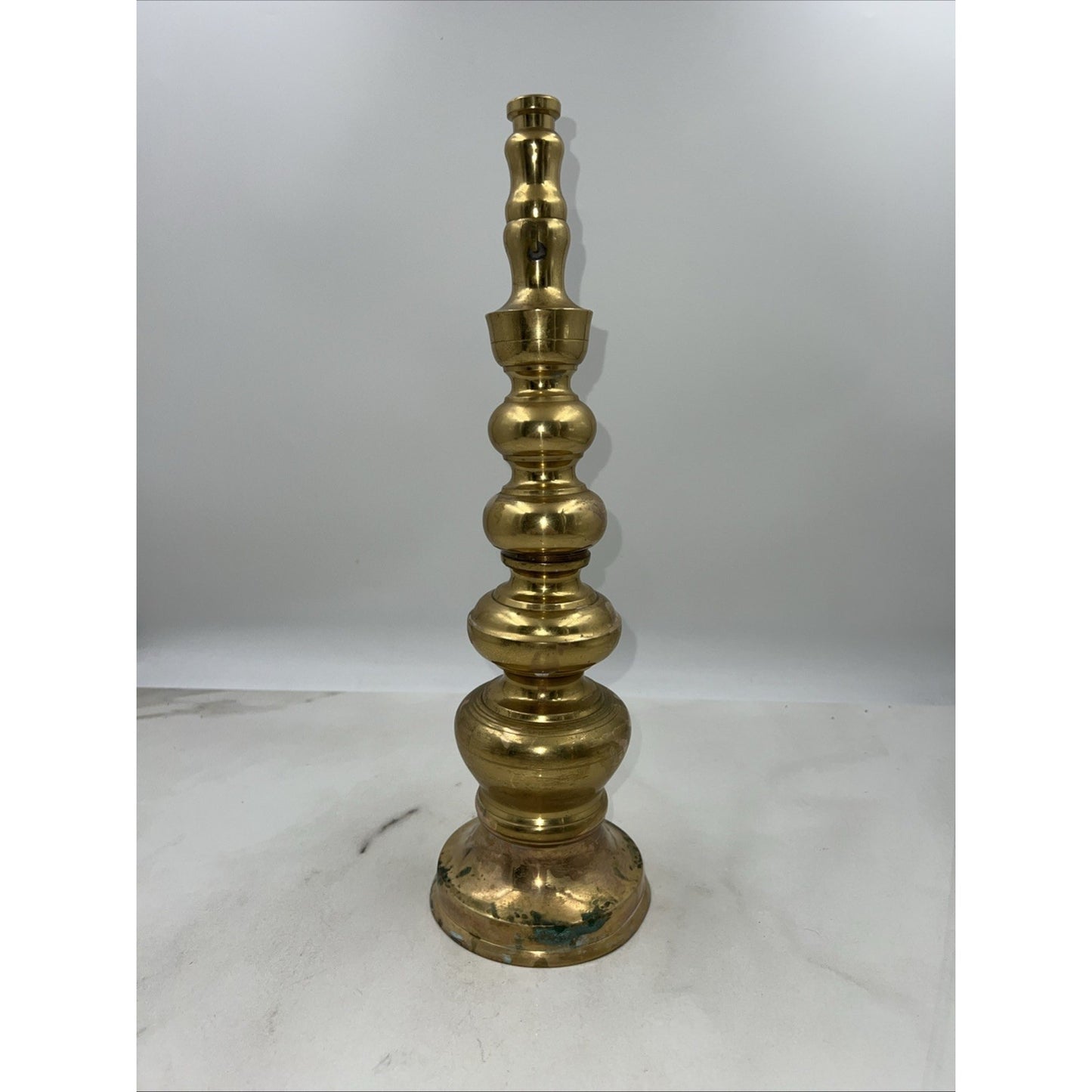 Vintage Brass Candlestick Holder Round Turned Traditional Japan 16"