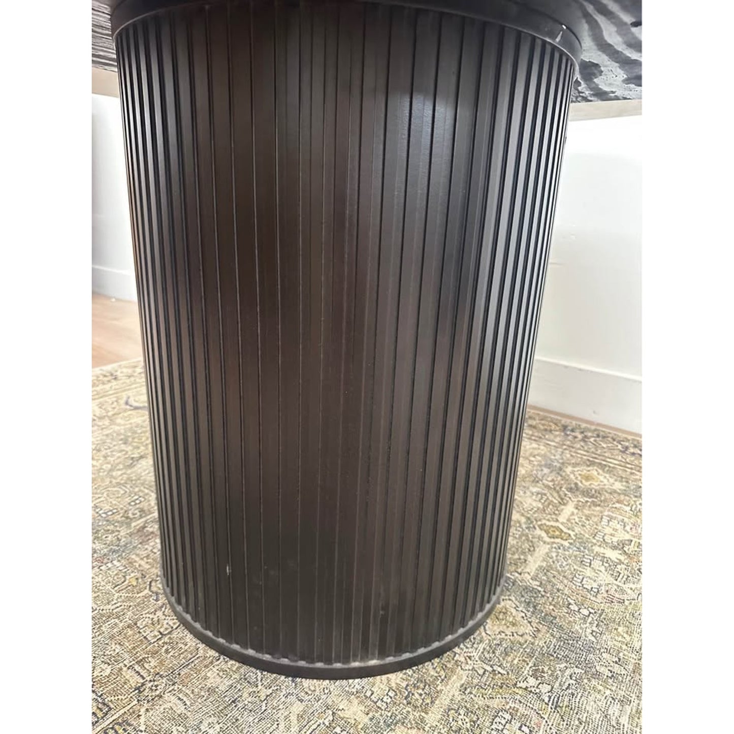 Colvin 54-Inch Round White Marble Table Black Ribbed Base By Steve Silver