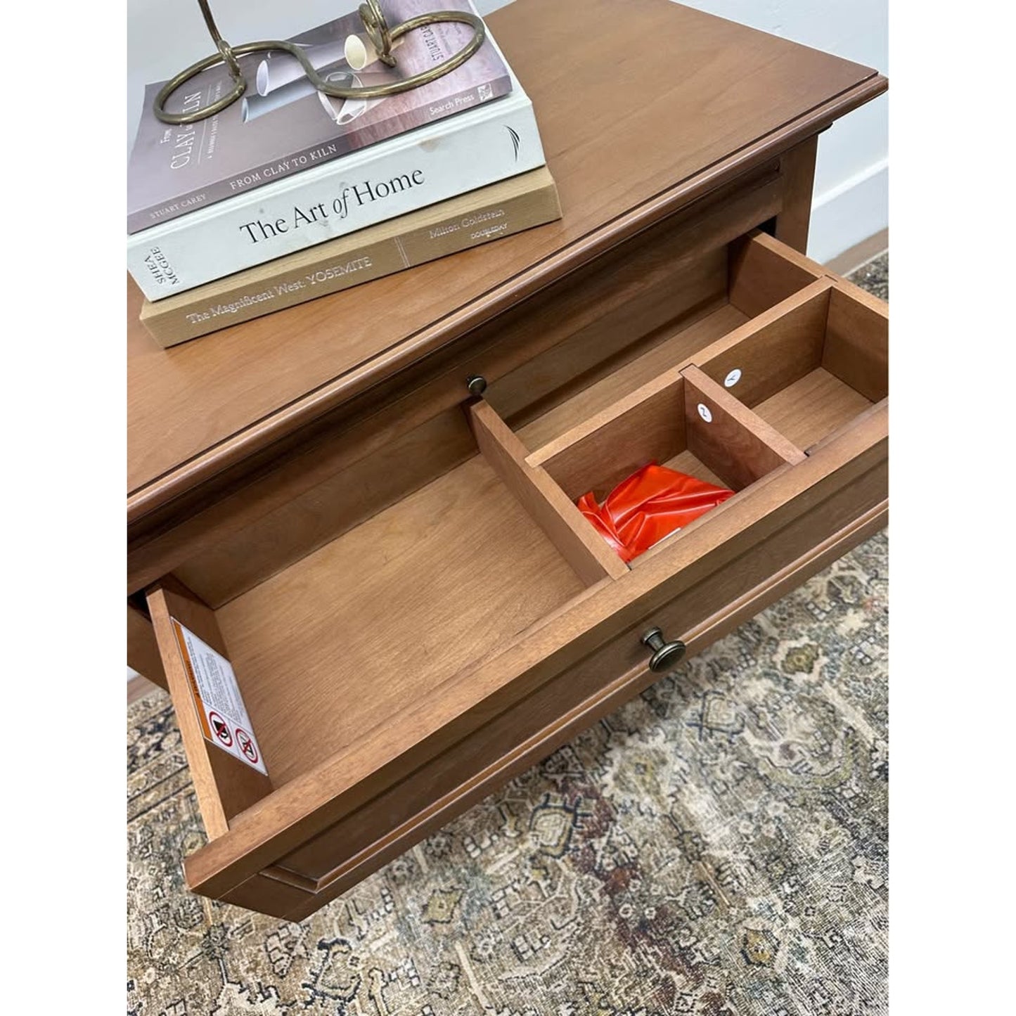 Dominic 3 Drawer Nightstand Seadrift Stain Built-In Outlets Wood