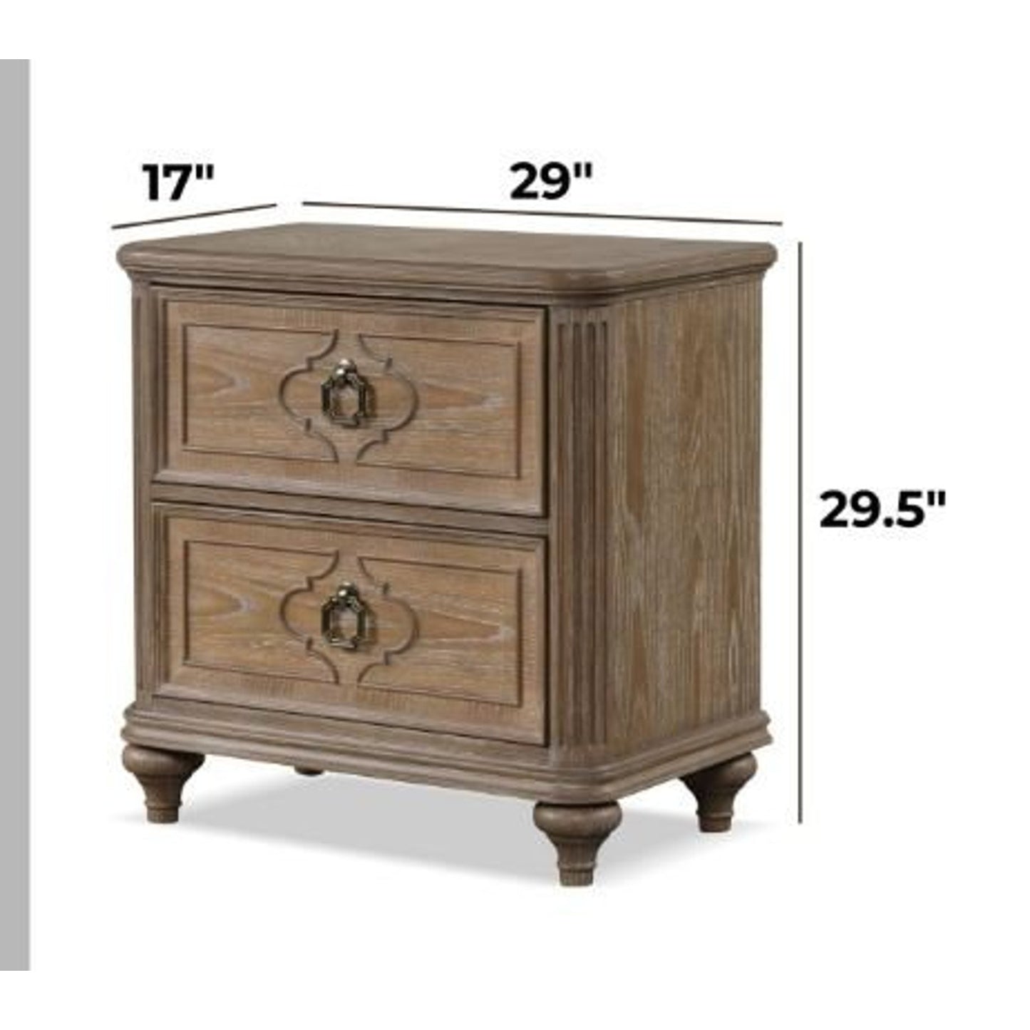Furniture of America Aveline Modern Rustic Oak Solid Wood 2-Drawer Nightstand With USB Ports