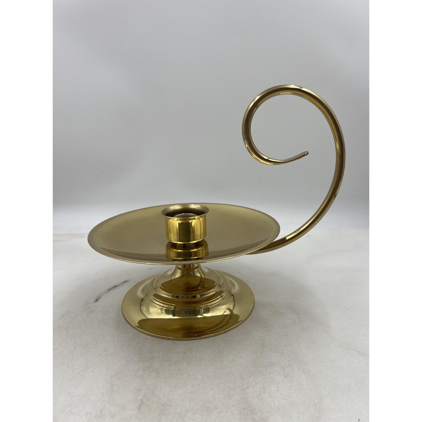 Vintage Baldwin Brass Chamberstick Candle Holder Forged in America Swirl Handle