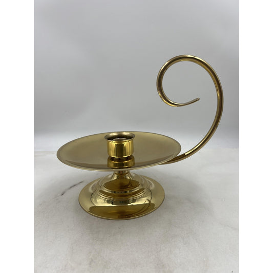 Vintage Baldwin Brass Chamberstick Candle Holder Forged in America Swirl Handle
